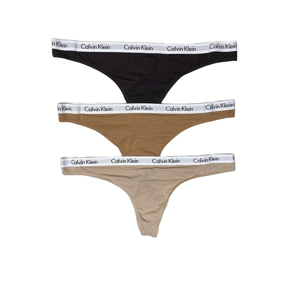 Calvin Klein Women's Solid Cotton Thongs 3-Pack, Size L, Comfortable Daily Wear